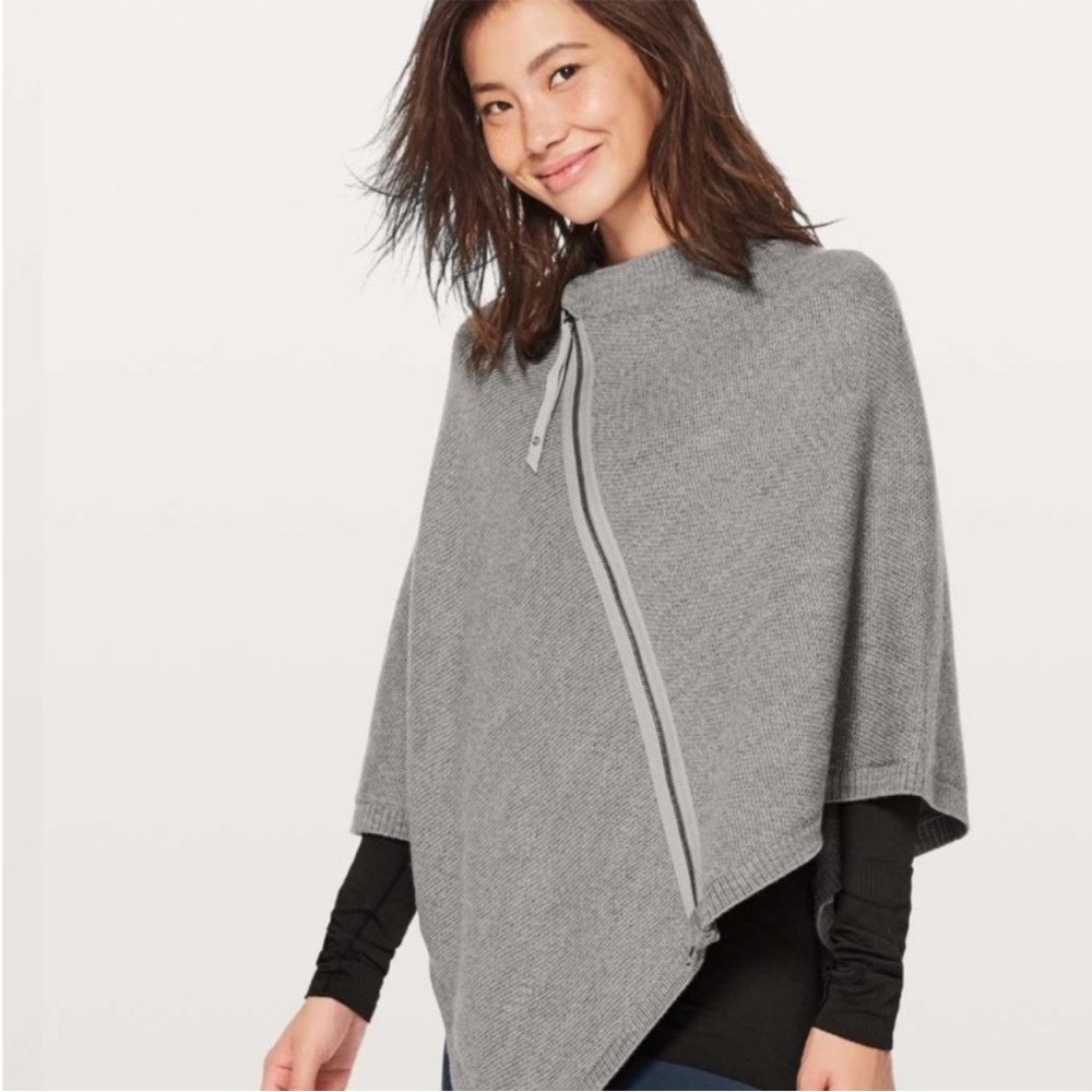 Lululemon. Gray Asymmetrical Poncho Sweater
